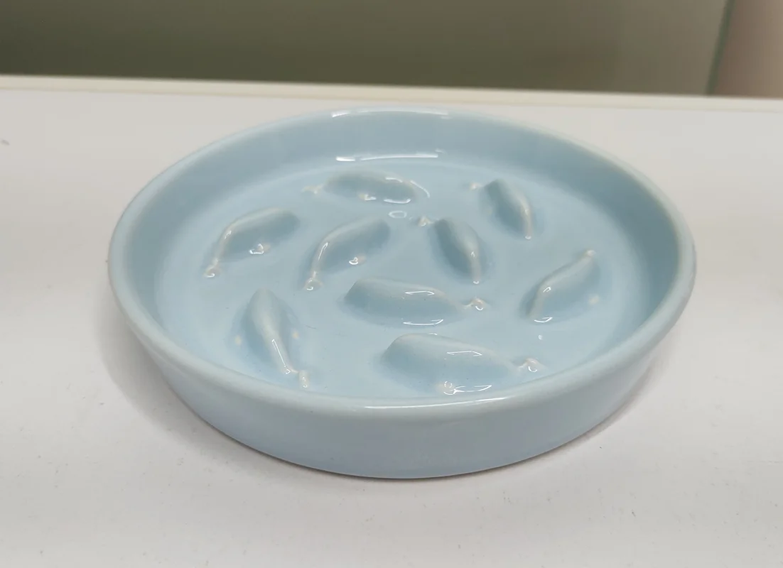 ظرف سرامیکی آرام خوری سگ و گربه ژوانیت طرح ماهی