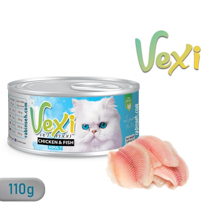 کنسرو پته گربه وکسی طعم مرغ و ماهی 110 گرمی