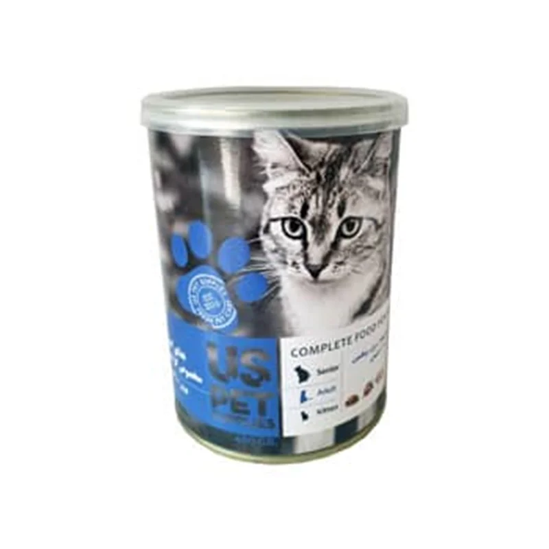 کنسرو پته یو اس پت گربه با طعم گوشت گوساله، مرغ و بوقلمون