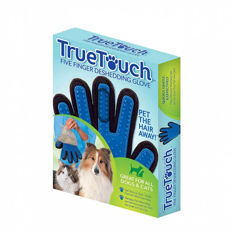 تصویر دستکش مو جمع کن مخصوص سگ و گربه برند ترو تاچ ا True Touch Five Finger Deshedding Glove True Touch Five Finger Deshedding Glove